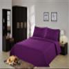 2/3 Piece Set Reversible Hotel Quilt Bedspread Lightweight Stitch Pattern Solid Color Quilt and Pillow Sham (King, Purple) view 1