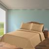 2/3 Piece Set Reversible Hotel Quilt Bedspread Lightweight Stitch Pattern Solid Color Quilt and Pillow Sham (Queen, Gold) Nena view 1