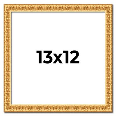 13x12 Frame Gold Real Wood Picture Frame Width 1 Inches | Interior Frame Depth 0.5 Inches | Edwina Industrial Photo Frame Complete with UV Acrylic, Foam Board Backing & Hanging Hardware