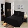 2/3 Piece Set Reversible Hotel Quilt Bedspread Lightweight Stitch Pattern Solid Color Quilt and Pillow Sham (Queen, Black Onix) Nena view 1