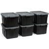 Rubbermaid Heavy Duty Black Storage Bins Plastic Totes with Lids for Storage, Stackable, Large Capacity, Durable, Multipurpose, 14 GAL, 6 Pack (14 GAL - 6 Pack Solid Black and Grey) view 1