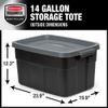 Rubbermaid Heavy Duty Black Storage Bins Plastic Totes with Lids for Storage, Stackable, Large Capacity, Durable, Multipurpose, 14 GAL, 6 Pack (14 GAL - 6 Pack Solid Black and Grey) view 2