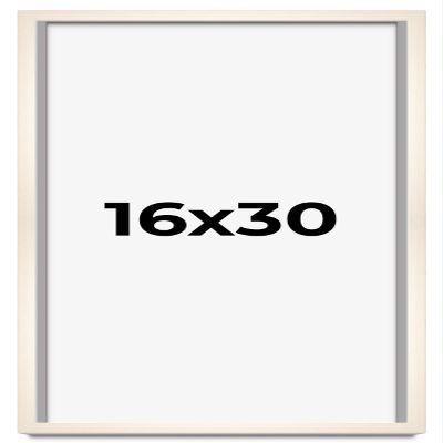 16x30 Shadow Box White Wash Display Frame Solid Wooden with White Acid-Free Backing UV Acrylic & Hanging Hardware | with 3/4" Usable Depth