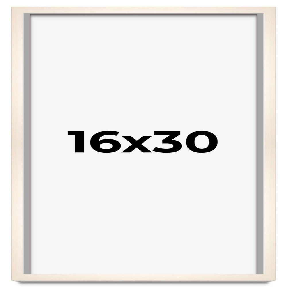 16x30 Shadow Box White Wash Display Frame Solid Wooden with White Acid-Free Backing UV Acrylic & Hanging Hardware | with 3/4" Usable Depth