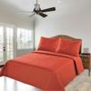 2/3 Piece Set Reversible Hotel Quilt Bedspread Lightweight Stitch Pattern Solid Color Quilt and Pillow Sham (King, Orange) Nena view 1