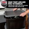 Rubbermaid 18 GAL 6 Pack Garage Storage Bins with Stackable Lid, Heavy Duty - Made in USA - Extreme Temperature Resistant, Durable Plastic Containers with Handles - Solid Black and Grey view 4