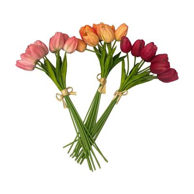 27 Pcs 15" Multicolor Tulips Artificial Flowers Silk Floral for Wedding Bouquet Table Dcor