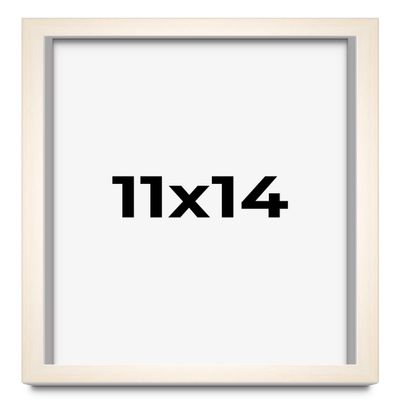 11x14 Shadow Box White Wash Display Frame Solid Wooden with White Acid-Free Backing UV Acrylic & Hanging Hardware | with 3/4" Usable Depth