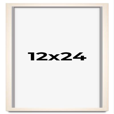 12x24 Shadow Box White Wash Display Frame Solid Wooden with White Acid-Free Backing UV Acrylic & Hanging Hardware | with 3/4" Usable Depth