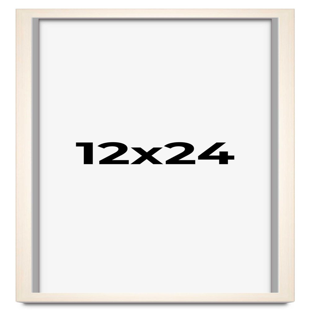 12x24 Shadow Box White Wash Display Frame Solid Wooden with White Acid-Free Backing UV Acrylic & Hanging Hardware | with 3/4" Usable Depth