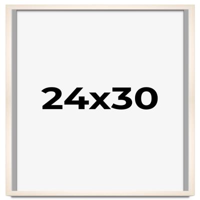 24x30 Shadow Box White Wash Display Frame Solid Wooden with White Acid-Free Backing UV Acrylic & Hanging Hardware | with 3/4" Usable Depth