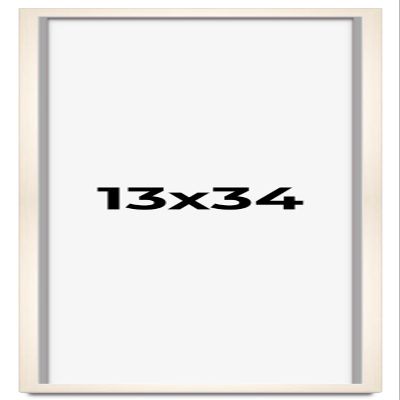 13x34 Shadow Box White Wash Display Frame Solid Wooden with White Acid-Free Backing UV Acrylic & Hanging Hardware | with 3/4" Usable Depth