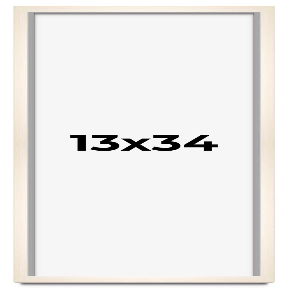 13x34 Shadow Box White Wash Display Frame Solid Wooden with White Acid-Free Backing UV Acrylic & Hanging Hardware | with 3/4" Usable Depth