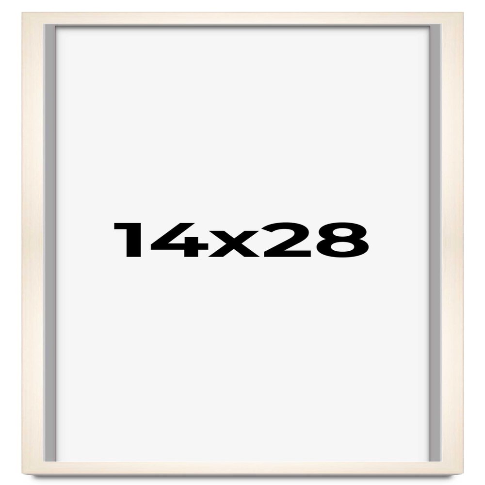 14x28 Shadow Box White Wash Display Frame Solid Wooden with White Acid-Free Backing UV Acrylic & Hanging Hardware | with 3/4" Usable Depth