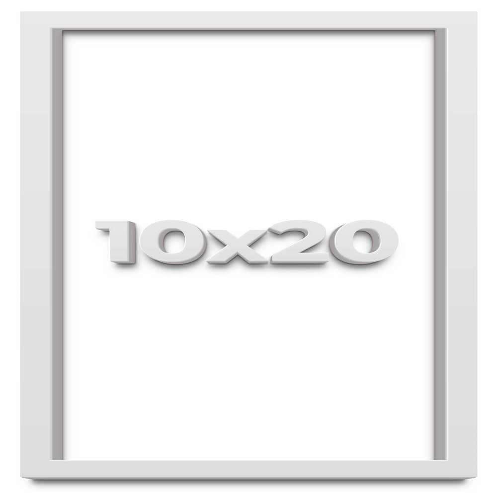 10x20 Shadow Box White Solid Pine Wood Display Frame with Acid-Free Backing UV Acrylic & Hanging Hardware with 0.75" Usable Depth and 0.75" Frame Moulding Width