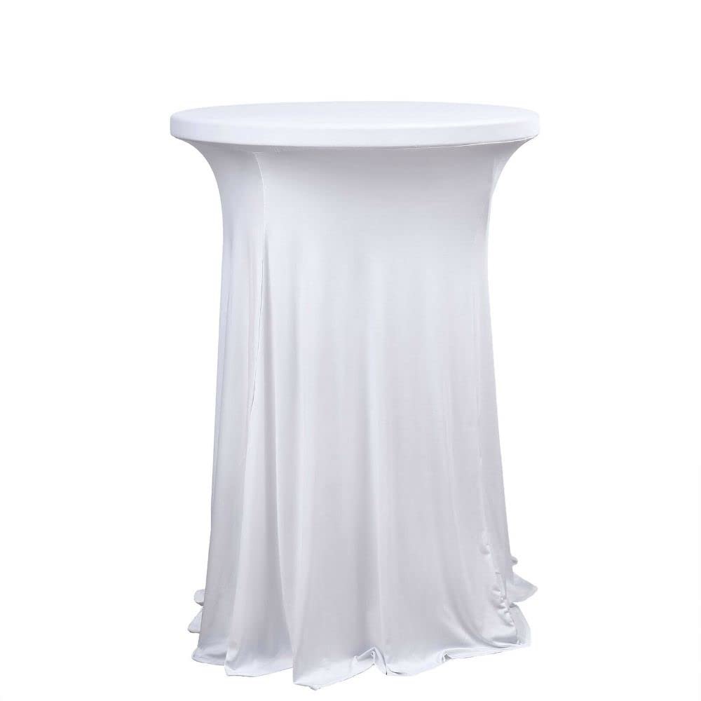 1 Pcs White Cocktail Table Cover Natural Wavy Drapes Spandex Tablecloth Party Supplies