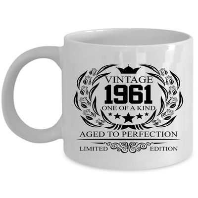 1961 Vintage Flower Coffee Mug Limited 65 Year Old 65th Bday 2026 Funny Mug Gift