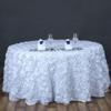1 Pcs White Ribbon Roses 120" Round Tablecloth Fancy Wedding Party Catering Linens view 4