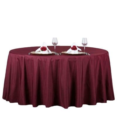 1 Pcs Burgundy 132" Round Polyester Tablecloth Wedding Party Tabletop Supplies Dinner
