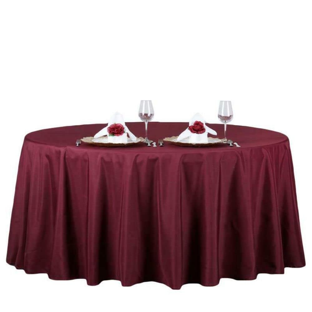 1 Pcs Burgundy 132" Round Polyester Tablecloth Wedding Party Tabletop Supplies Dinner
