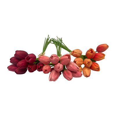 15" Multicolor Faux Tulips Silk Floral for Wedding Bouquets Centerpieces Bridal Home Decor