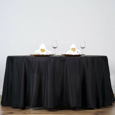 1 Pcs Black 132" Round Polyester Tablecloth Wedding Catering Supplies