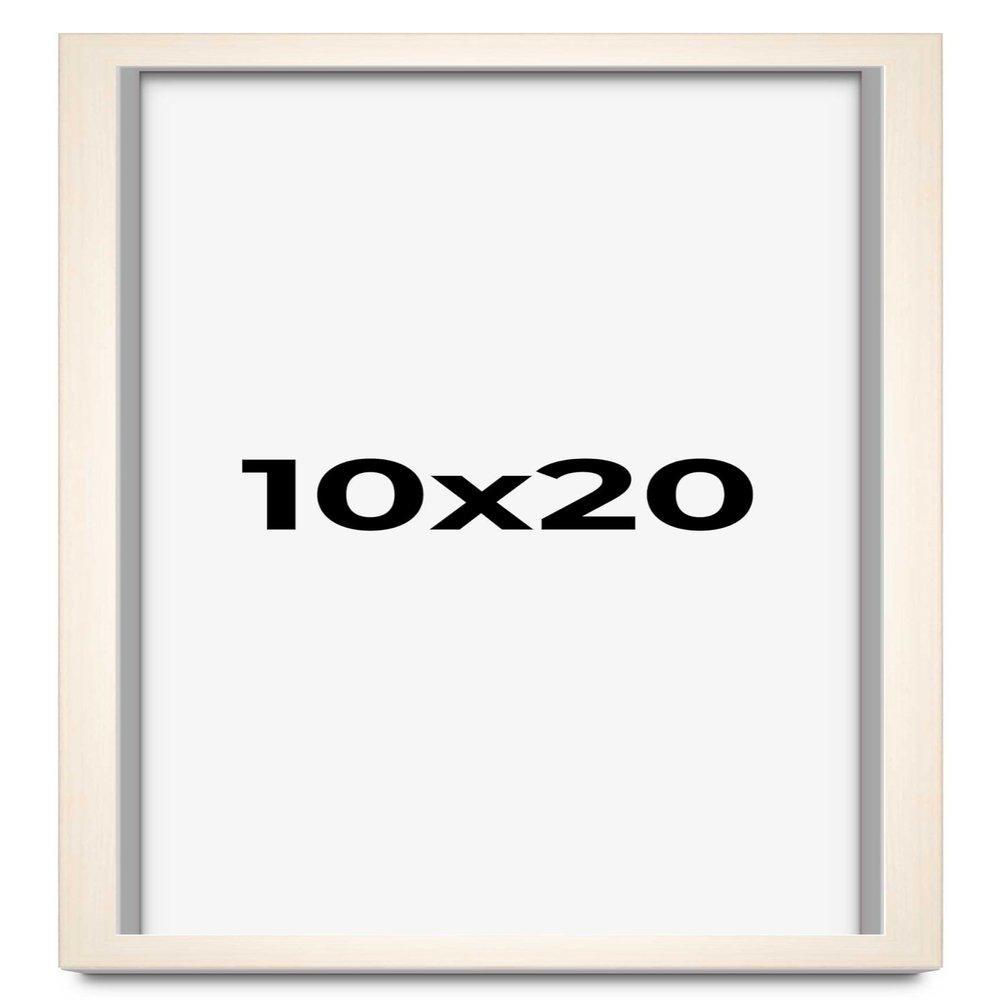 10x20 Shadow Box White Wash Display Frame Solid Wooden with White Acid-Free Backing UV Acrylic & Hanging Hardware | with 3/4" Usable Depth