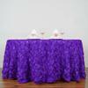 1 Pcs Purple Ribbon Roses 120" Round Tablecloth Fancy Wedding Party Catering Linens view 1