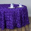 1 Pcs Purple Ribbon Roses 120" Round Tablecloth Fancy Wedding Party Catering Linens view 2
