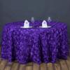 1 Pcs Purple Ribbon Roses 120" Round Tablecloth Fancy Wedding Party Catering Linens view 3