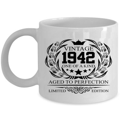 1942 Vintage Flower Coffee Mug Limited 84 Year Old 84th Bday 2026 Funny Mug Gift