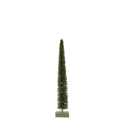 Creative Co-Op Rattan Tree with LED Lights and Wood Base, Green