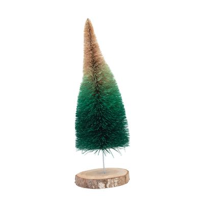Creative Co-Op Curved Sisal Bottle Brush Tree with Wood Base, Green Ombre