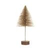 Creative Co-Op Plastic Bottle Brush Tree with Glitter and Wood Slice Base, Champagne view 1