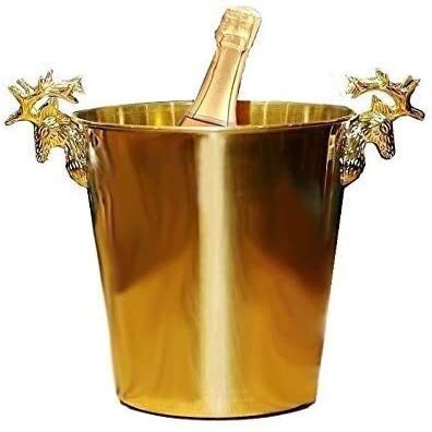ice bucket for cocktail bar Golden Reindeer Head Stainless Steel Ice Bucket 5L For Parties/for Wine, Cocktail And Garden Drinks Cooler