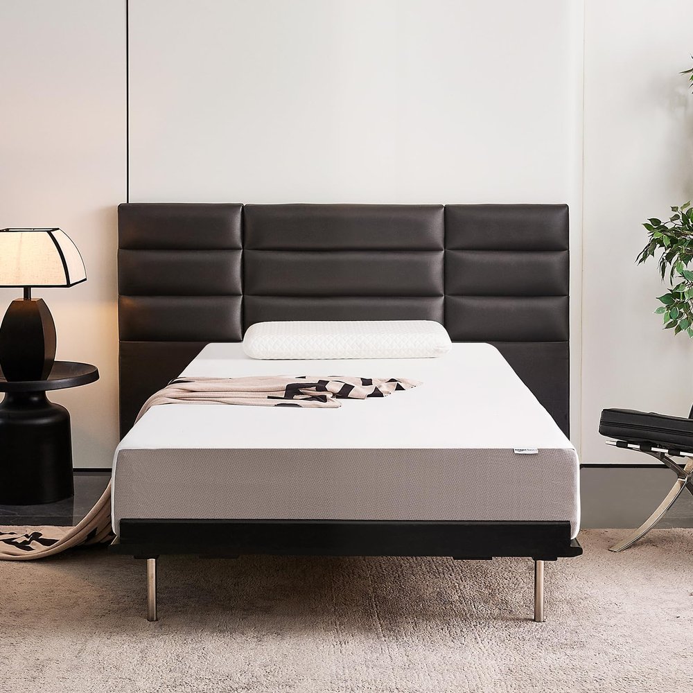 Amazon Basics Memory Foam Mattress, Medium Firm, 10 Inch, Twin, White/Grey