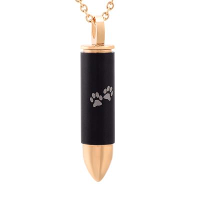 SHEIL Free Custom Engraving Paw Print & Bullet Urn Necklace for Pet Ashes Memorial Urn Pendant Cremation Keepsake Jewelry