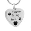 SHEIL Pet Remains Jewelry Engraved Dog Paw Print Forever in My Heart Stainless Steel Cremation Pendant Neckalce for Ashes view 1