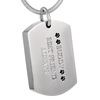 SHEIL Pet Memorial Jewelry 316L Stainless Steel Animal Paw Print Dog Tag Cremation Urn Ashes Holder Keepsake Pendant Jewellery