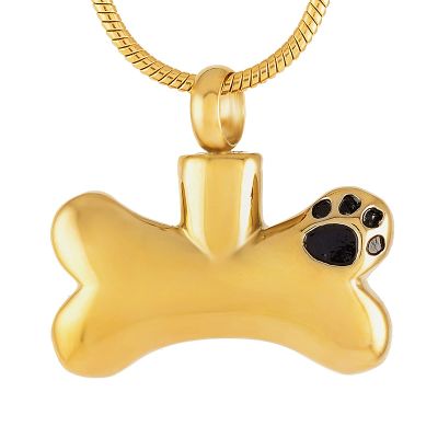 SHEIL Paw Print Bone Shape Dog Pet Memorial Jewelry Urn Pendant Necklace for Ash Cremation Jewelry Keepsake