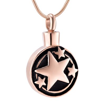 SHEIL Star & Round Shape Stainless Steel Cremation Locket Jewelry Hold Pet/Human Casket Ashes Memorial Urn Necklace Pendant
