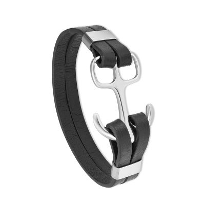 SHEIL Anchor Cremation Bracelet for Ashes Leather Urn Bangle for Loved Ones Ashes Holder Keepsake Cremation Jewelry,18cm