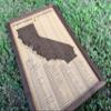 California State Parks push pin map - framed wooden travel tracker map of the California State Parks system with brass pins view 3