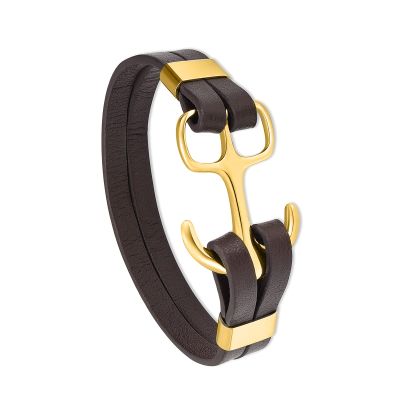SHEIL Anchor Cremation Bracelet for Ashes Leather Urn Bangle for Loved Ones Ashes Holder Keepsake Cremation Jewelry,18cm