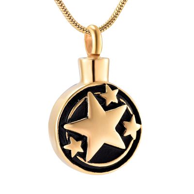 SHEIL Star & Round Shape Stainless Steel Cremation Locket Jewelry Hold Pet/Human Casket Ashes Memorial Urn Necklace Pendant