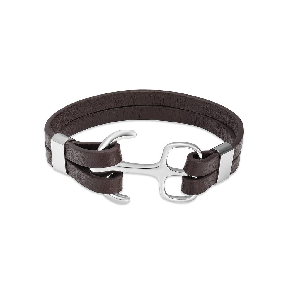 SHEIL Anchor Cremation Bracelet for Ashes Leather Urn Bangle for Loved Ones Ashes Holder Keepsake Cremation Jewelry,20cm