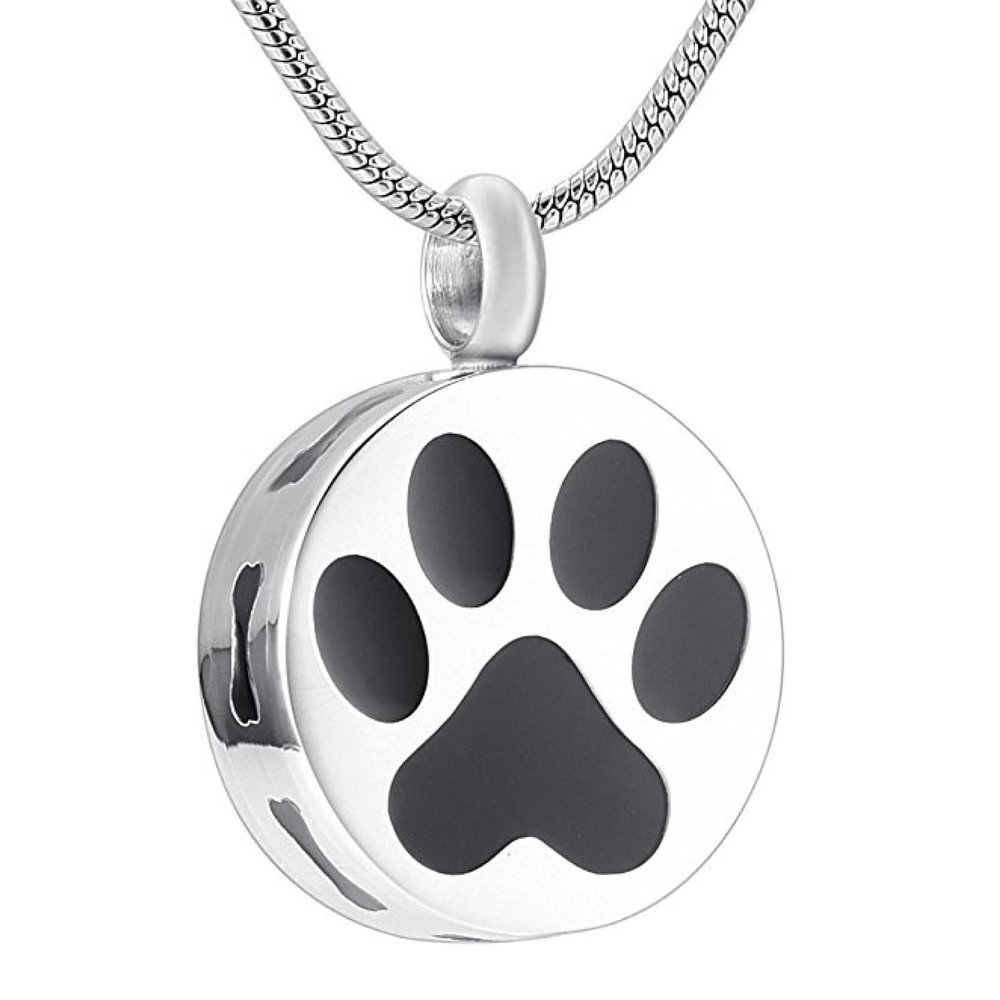 SHEIL Enamel Dog Bone/Paw Print Keepsake Jewelry Pet Funeral Urn Necklace Ashes Holder Cremation Pendant for Dog