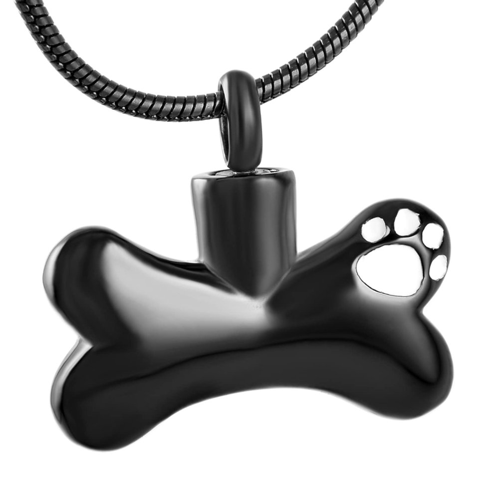 SHEIL Paw Print Bone Shape Dog Pet Memorial Jewelry Urn Pendant Necklace for Ash Cremation Jewelry Keepsake