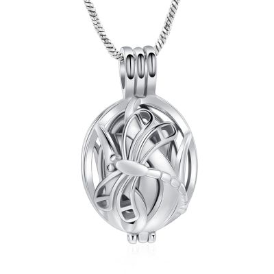SHEIL Pet Cremation Jewelry 316L Stainless Steel Dragonfly Memorial Urn Necklace Hold Ashes for Women Men Keepsake