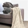 HiEnd Accents Chess Knit Throw, 50x60 inch, Black Solid Color, Modern Farmhouse Rustic Style Soft Cozy Warm Luxury Blanket view 3